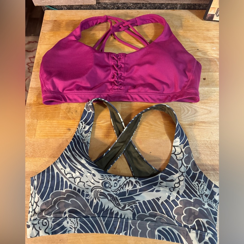 2 Sport Bras. Both are push up style & very accentuating. They no longer fit.
